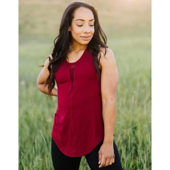 NWT ZYIA Active Cranberry Effortless Sporty Tank Top Size Large - Picture 1 of 8